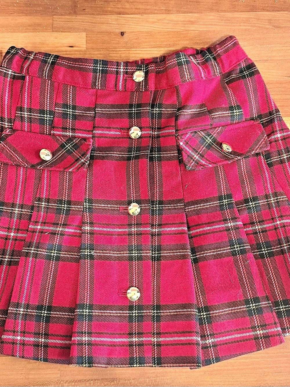 H&M Plaid Mini Skirt Pink & Black Medium Like New